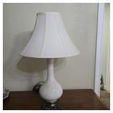 White Ceramic Urn Table Lamp with Flared Shade