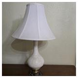 White Ceramic Urn Table Lamp with Flared Shade