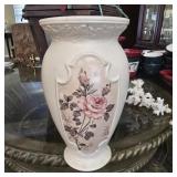 9.5' Vintage Floral Ceramic Amphora Urn Vase