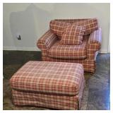 Upholstered Club Armchair w Ottoman