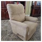 Neutral Beige Upholstered High-Back Recliner