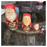 Vintage Hand-Painted Wooden Santa Nesting Dolls
