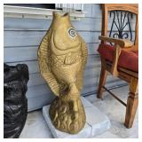 28' Vintage Golden Standing Roaring Lion Statue