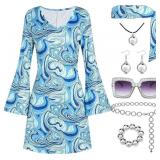 70s Disco Outfit Dress Sequin Women Hallo