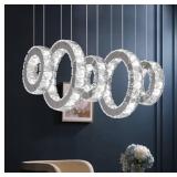 $176 5-Ring Crystal Chandelier, Height Adjustable