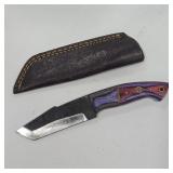 Handcrafted Damascus Steel Tanto-Style Knife w/