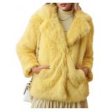 Women's Faux Fur Jacket Trendy, Furry Lapel Coat w