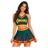 2 Piece Women Cheerleader Costume Top Skirt Sets C