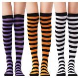Halloween Striped Knee High Socks, W