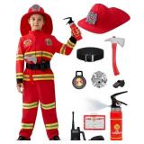 5-7yrs Firefighter Costume for Kids, Boys Red Fire