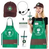Barista Costume Set 5Pcs Coffee Maker Outfit
