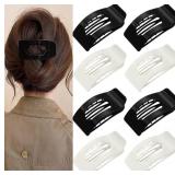 8 Pack Black White Flat Hair Clips for Women   Lar