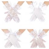 4 Pairs Lace Gloves Women Tea Party Gloves