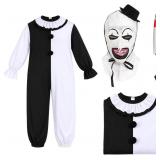 Kids Art Scary Clown Costume Jumpsuit with Mask Ha