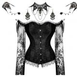 Large Gothic Corset Set Lace Sleeves Choker Bracel