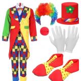 Large 7 Pcs Circus Clown Costume Set Halloween Rai