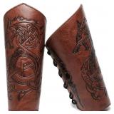 Medieval Leather Bracers Dragon Embossed Viking Le