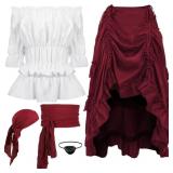 Adult 5 Pcs Halloween Women Renaissance Pirate Cos