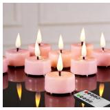 Pink Flameless Wax Tealights with Remote