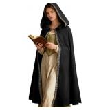 Wizard Cloak with Hood, Gold Trim Velvet Rena