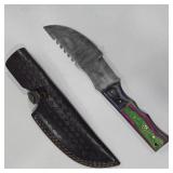 Handcrafted Damascus Steel Serrated Hunting Knife