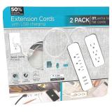 2-Pack Extension Cords with USB Fast Charging, 6 O