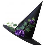 Halloween Witch Hat with Veil Flower Lace