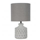 13' White Grey Etched Ceramic Table Lamp with