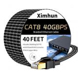 Cat 8 Ethernet Cable 40 FT, High-Speed Braided Int