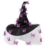 MGupzao Witch Hat for Women with Veil, Butterfly H