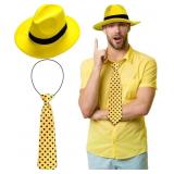 2 Pcs Yellow Hat Costume Set Men Women Halloween C