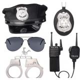 Police Hat Handcuffs Walkie Talkies Badge Sunglass
