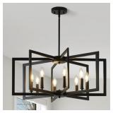 $190 Black Chandelier for Dining Room, 8-Light Kit