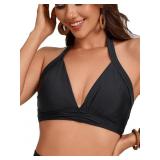 Small Women's Halter Bikini Top V Neck Swim Bra To