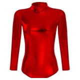 Large Women Long Sleeve Leotard Turtleneck Bodysui