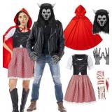 Adult Little Red Riding Hood Costume Set with Wolf
