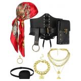 Fourluoo 9 Pcs Pirate Costume Accessories Women He