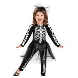 Toddler Lil Miss Skeleton Costume, Black and White