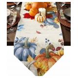 Fall Blue Pumpkin Table Runner 48 inches Long Than