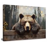 Nature Forest Bear Canvas Wall Art Wild Animals Fo