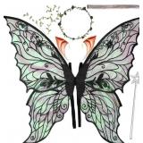 Fairy Wings for Adults, Fairy Costume Set with Flo