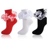 Women Big Ruffle Ankle Socks Adult Lace Frilly Tur