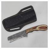 Handcrafted Damascus Cleaver Knife w Sheath
