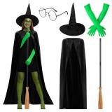5 Pcs Halloween Green Witch Costume Cloak H