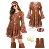 Small 60s 70s Outfit for Women Hippie Dress Clothe