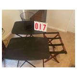 4 TV tables, luggage rack and trash can