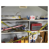 Contents of back two shelves and floor shelf