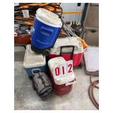 3 chest coolers 1 round cooler 1 small soft cooler