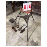 Rigid portable tripod table w/pipe threader, dies, & 2 cutters