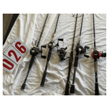 5 Fishing rods and reels (no covers)